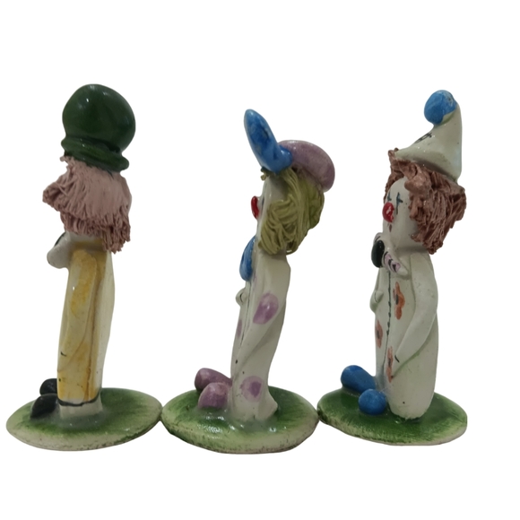 Vntg ZamPiva Handcrafted Italian Ceramic Clown Figurines Spaghetti Hair Lot Of 3 - Picture 4 of 6